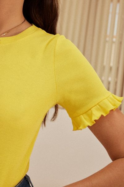 Tops, T-Shirts And Bodysuits Women Yellow Top Martine Jaune Handcrafted Balzac Paris