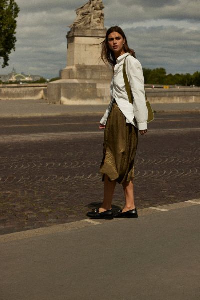 Special Deal Jupe Sally Jacquard Kaki Green Balzac Paris Women Skirts And Shorts