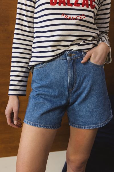 Handcrafted Balzac Paris Skirts And Shorts Short Maylone Jean Bleu Minéral Women Blue
