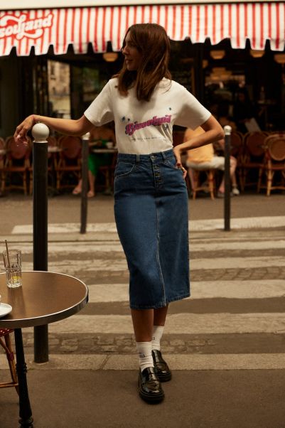 Women Skirts And Shorts Jupe Cium Bleu Midi Blue Balzac Paris Distinctive