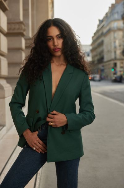 Women Veste Naël Vert Fashionable Green Balzac Paris Jackets And Coats