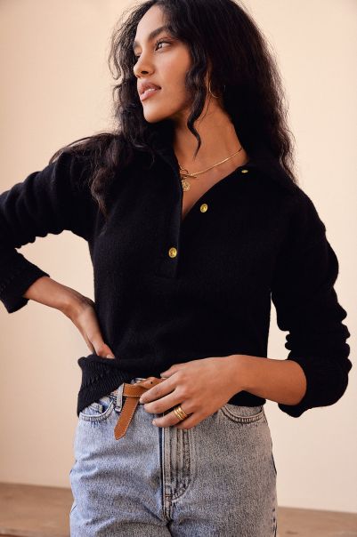 Women Black Sweaters And Cardigans Balzac Paris Energy-Efficient Pull Aimé Noir