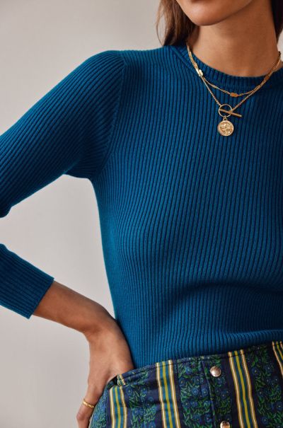 Balzac Paris Savings Sweaters And Cardigans Pull Clafoutis Bleu Canard Women Blue