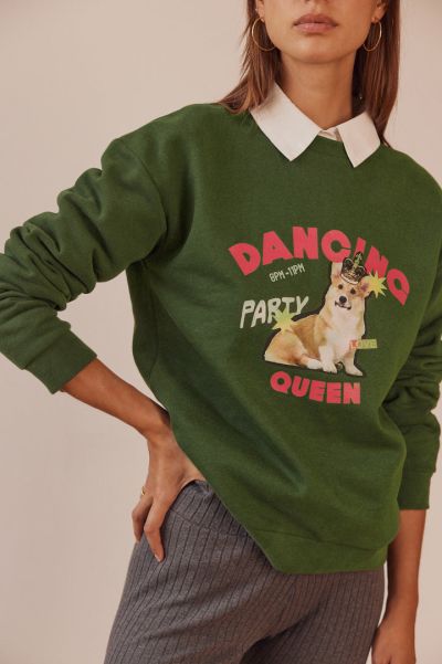 Women Fashionable Sweat-Shirt Harlow Dancing Queen Vert Sapin Sweatshirts Balzac Paris Green