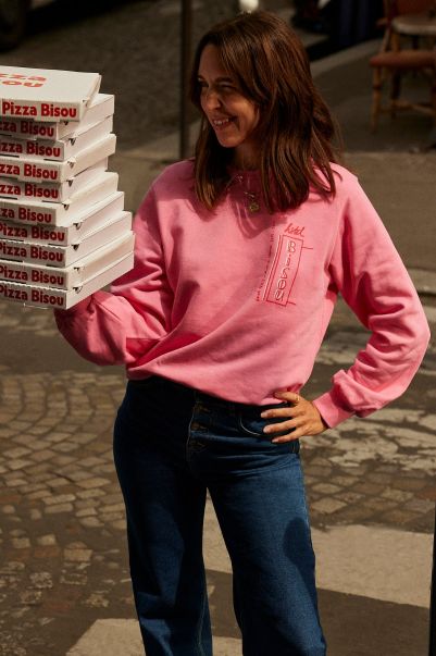 Balzac Paris Wholesome Sweat-Shirt Anvers Hotel Bisous Rose Et Rouge Pink Sweatshirts Women