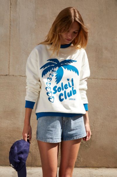 Women Modern Balzac Paris White Sweatshirts Sweat-Shirt Harlow Soleil Club Bleu Et Blanc