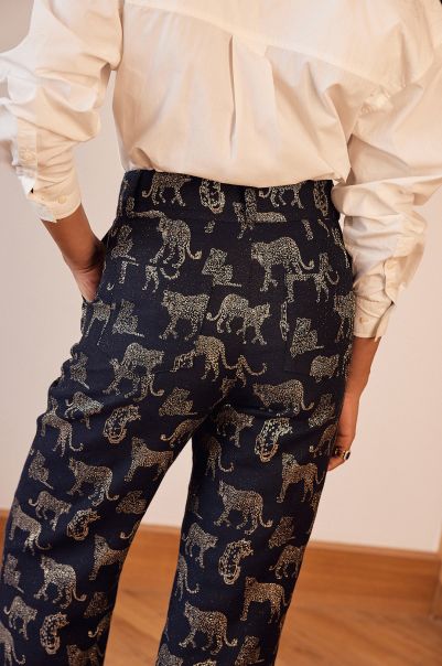 Women Brown Balzac Paris Professional Pantalon Crocus Imprimé Léopard De Minuit Irisé Pants