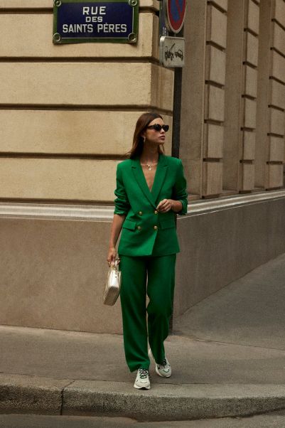 Balzac Paris Women Green Pantalon Libre Vert Pelouse Pants Price Meltdown