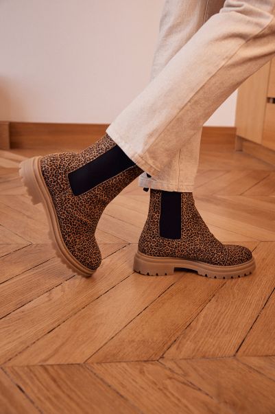 Brown Retro Bottines Fleuron Léopard Ankle Boots Women Balzac Paris