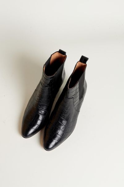 Balzac Paris Women Black Bottines Laeticia Noir Embossé Effet Croco Charming Ankle Boots