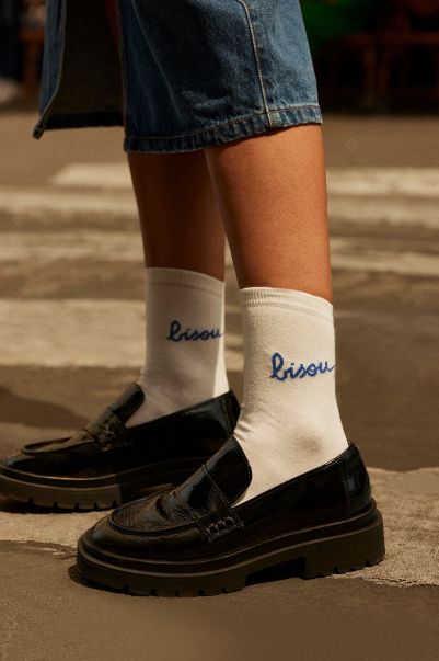 Blue Women Chaussettes Love Bisou Bleu Et Blanc Refashion Socks Balzac Paris