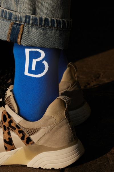 Women Clearance Socks Balzac Paris Blue Chaussettes Identité Bleu Électrique