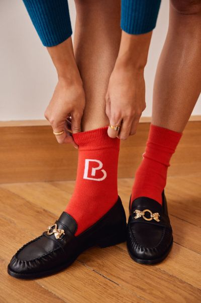 Chaussettes Identité Rouge Socks Balzac Paris Women Red Implement