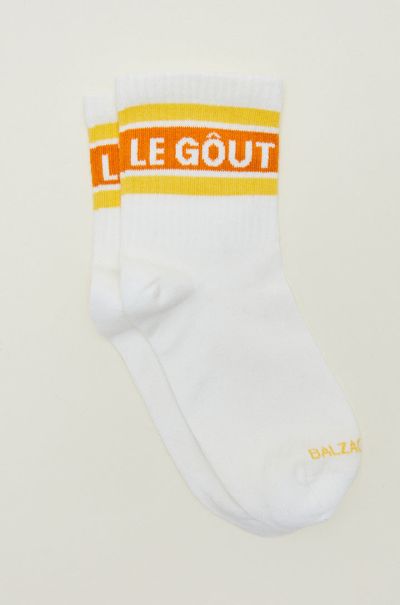 Orange Women Streamlined Balzac Paris Chaussettes Le Goût De La Vie Orange Et Écru Socks