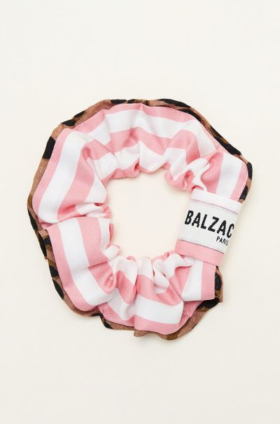 Scrunchies Budget-Friendly Balzac Paris Women Pink Chouchou Ambre Imprimé Rayures Rose