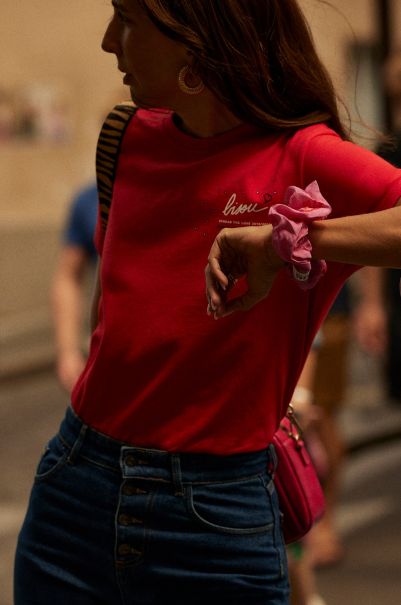 Pink Women Clean Scrunchies Balzac Paris Chouchou Trajet Xl Imprimé Bisou