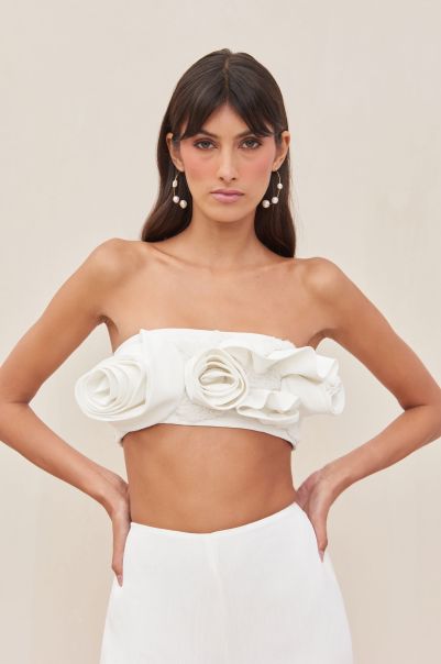 Tops Women Off White Budget Cult Gaia Simi Top - Off White