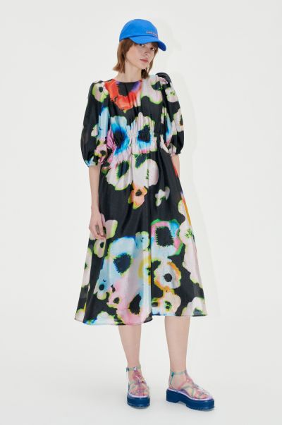 Dresses Elizabeth Dress - Tie Dye Floral Night Affordable Stine Goya Women