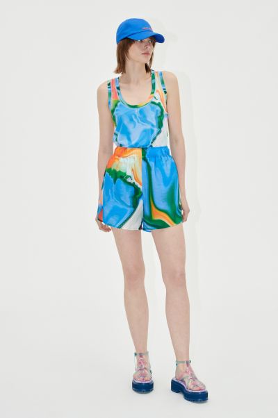 Women Carmen Shorts - Distorted Liquid Effective Stine Goya Skirts & Shorts