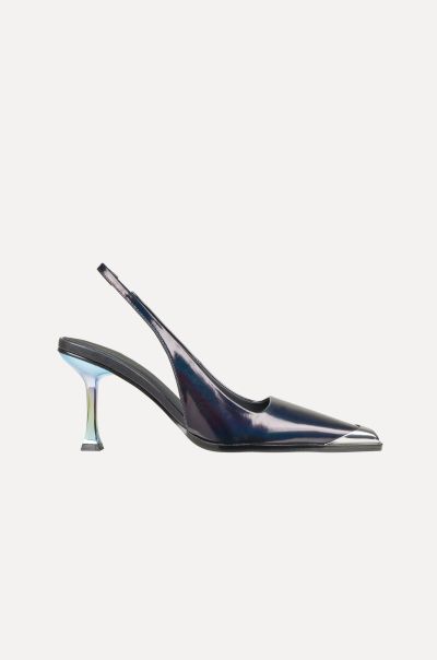 Stine Goya Eiffel Heels - Black Holographic Practical Women Shoes